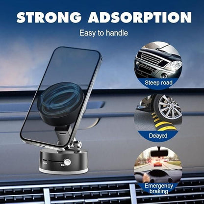 360° Vacuum Magnetic Suction Phone Holder – Rock-Solid Grip Anywhere 📱🧲