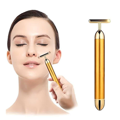 💛 ✨ 24K Gold Energy Beauty Bar – Electric Facial Massage Roller for Instant Lift & Glow ✨