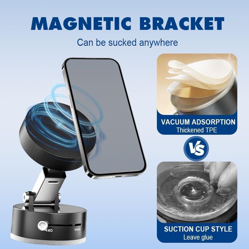 360° Vacuum Magnetic Suction Phone Holder – Rock-Solid Grip Anywhere 📱🧲