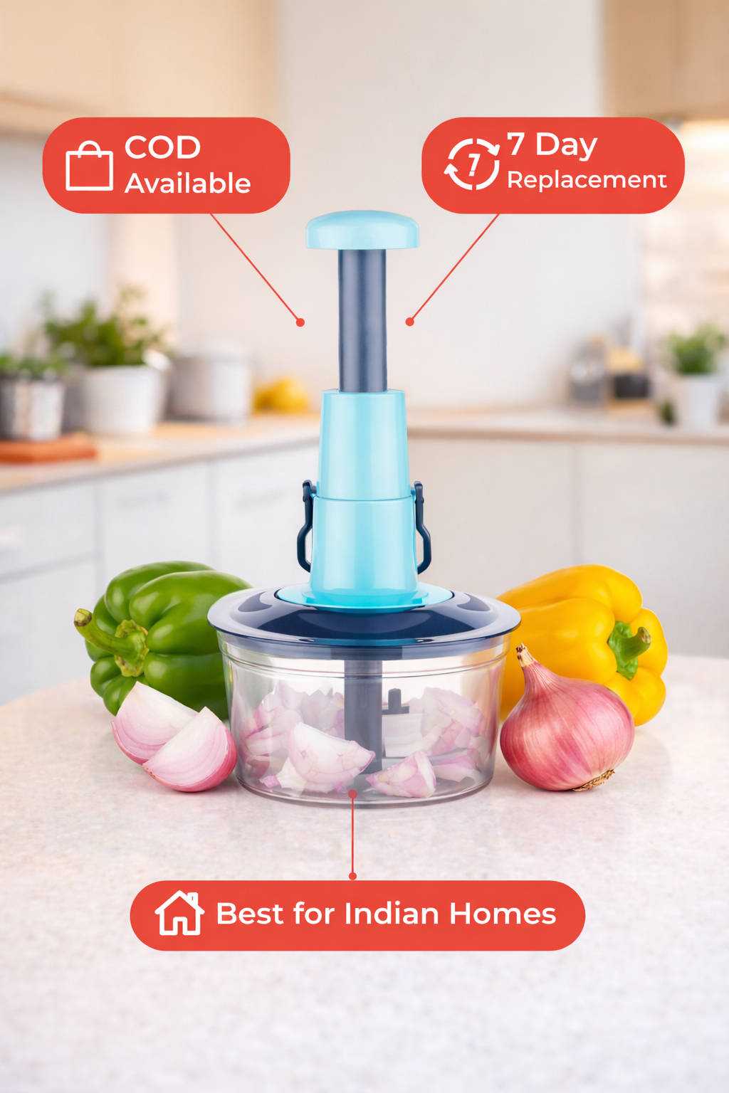 LuxTech™ Turbo-Pull Smart Chopper — 5-Second Manual Food Processor